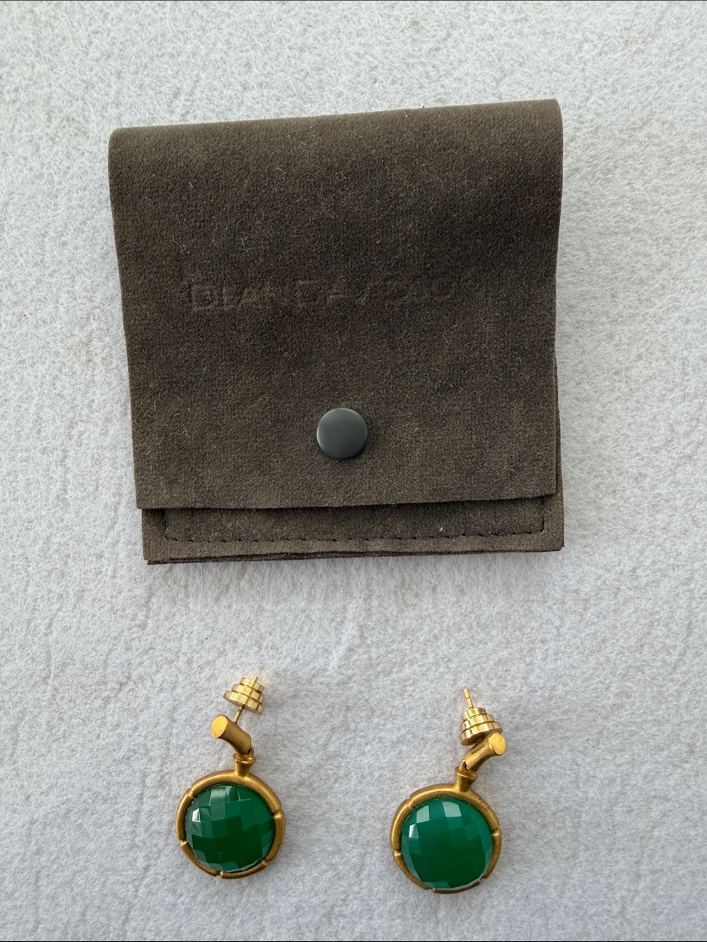 Dean Davidson Gold-Tone Earrings with Faceted Green Stones